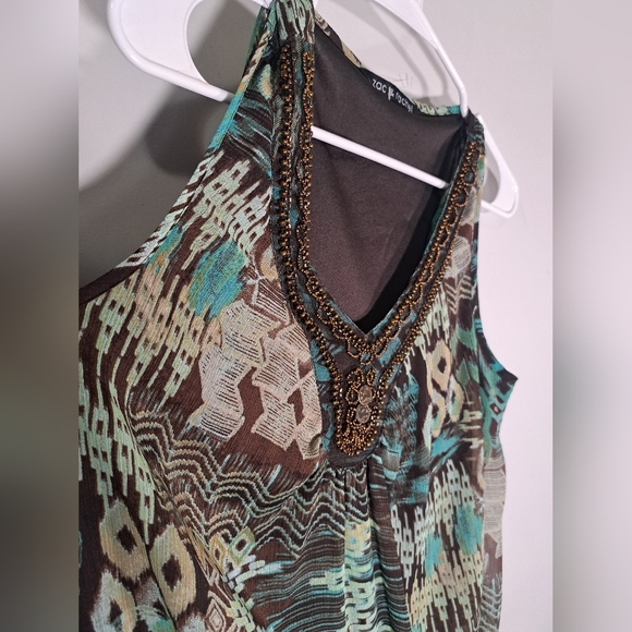 Zac and Rachel Beaded Patterned Top Size Small - Picture 2 of 9